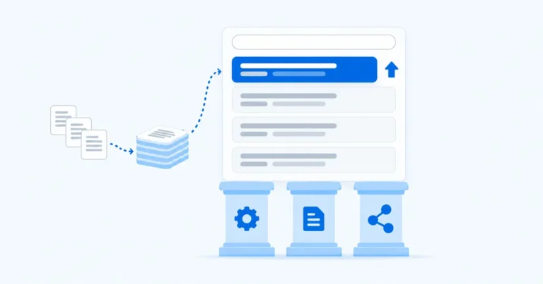 Illustration de résultats de recherche soutenus par trois piliers : technique, contenu et popularité